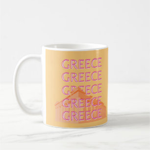 Grekland Travel Art, sommarresekonst, Orange Kaffemugg