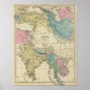 Grekland, Turkiet, Persien, Indien Poster