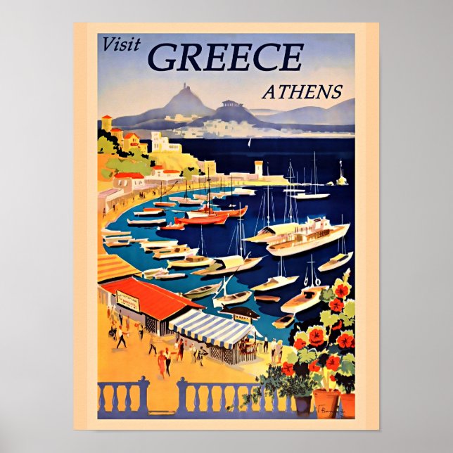 Grekland, vintage reseaffisch, poster (Framsidan)