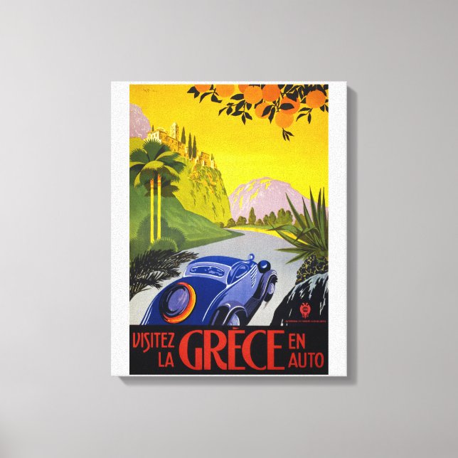 Grekland Vintage resor Poster återställt Canvastryck (Framsida)