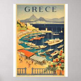 Grekland vintage resoraffisch poster