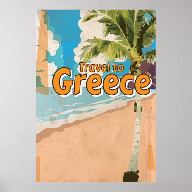Grekland Vintage semesterplanscherat Poster (Framsidan)