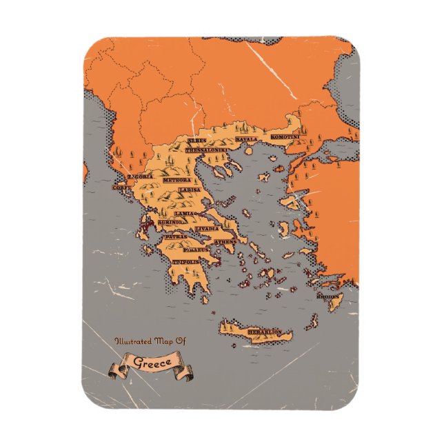 Greklands antika länskarta magnet (Vertikal)