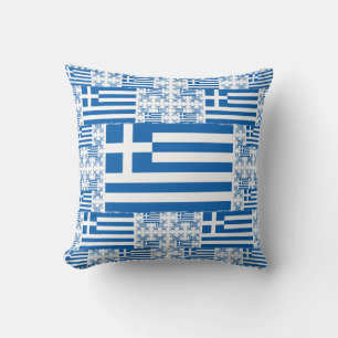 Greklands flag i flera färgglada lager kudde