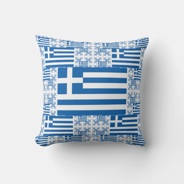Greklands flag i flera färgglada lager kudde (Framsida)