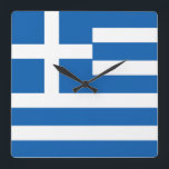 Greklands Flagga Fyrkantig Klocka<br><div class="desc">Greklands Flagga</div>