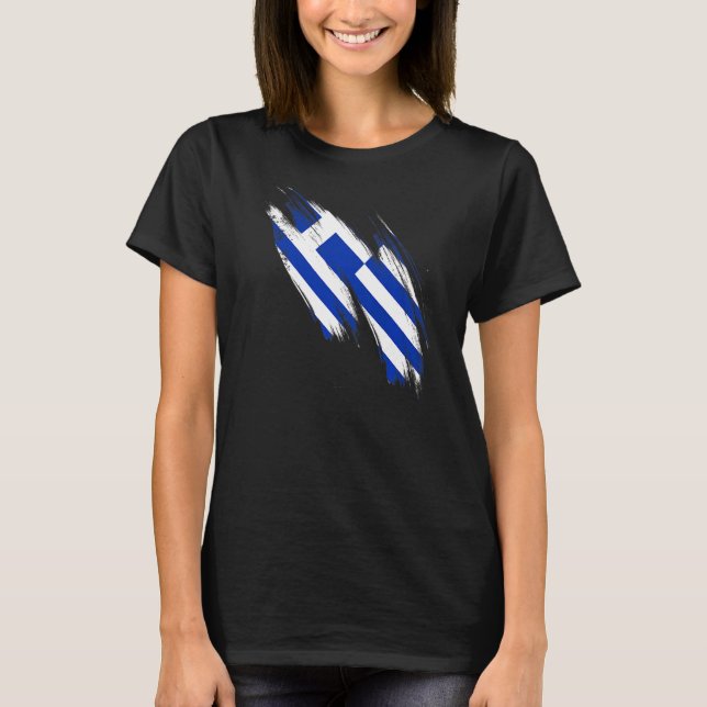 Greklands Flagga Grekiska Pridet Heart T Shirt (Framsida)