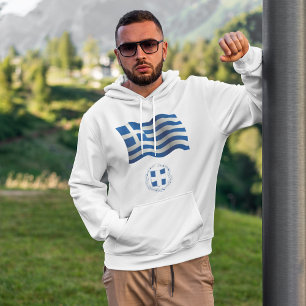 Greklands Flagga Jackar Arm Hoodie