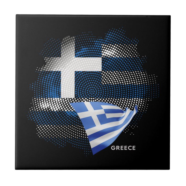 Greklands flagga kakelplatta (Framsidan)