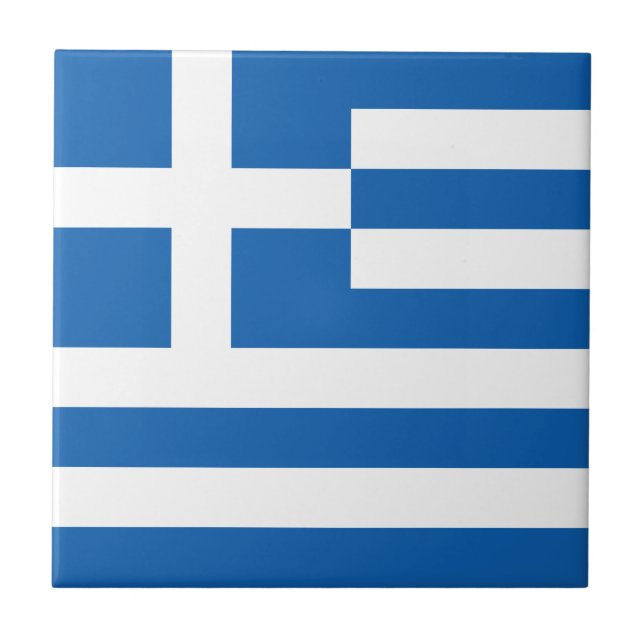 Greklands flagga kakelplatta (Framsidan)