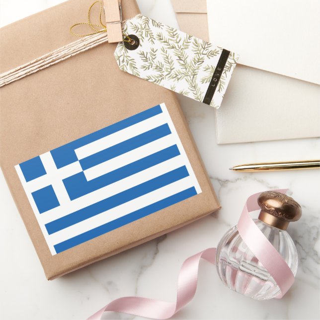 Greklands flagga  rektangulärt klistermärke (Gifting)