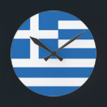 Greklands Flagga Rund Klocka<br><div class="desc">Greklands Flagga</div>