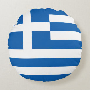 Greklands flagga rund kudde