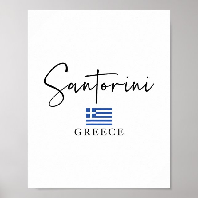 Greklands Flagga Semester - Ö Santorini  Poster (Framsidan)