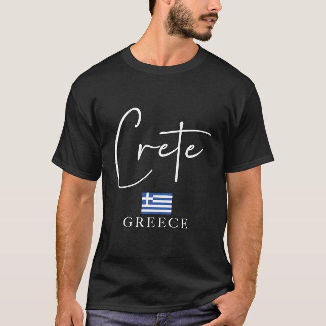 Greklands Flagga Vacation - ön Crete Pullover Hood T Shirt (Framsida)