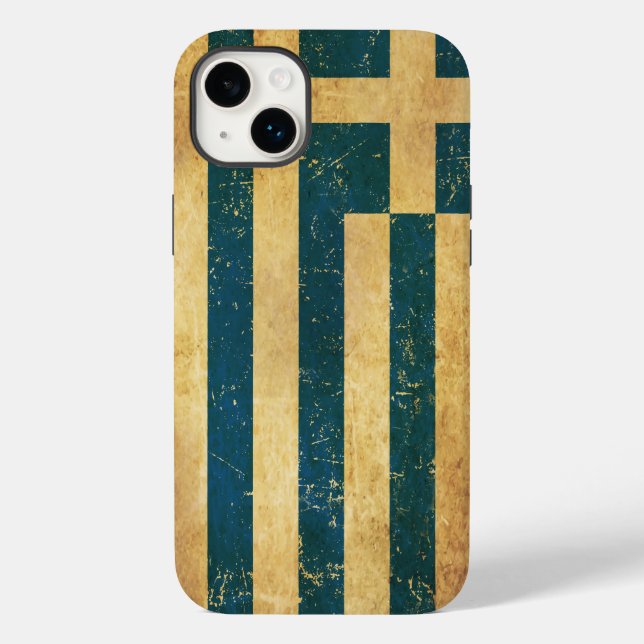Greklands Flagga Vintage Grunge (Baksida)