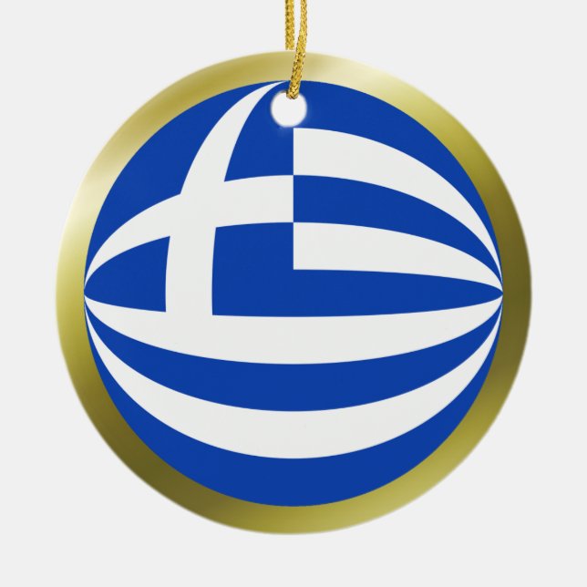 Greklands flaggprydnad julgransprydnad keramik (Framsidan)