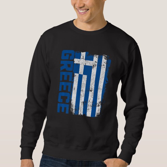 Greklands grekiska Flagga Pride 1 Lång Ärmad Tröja (Framsida)