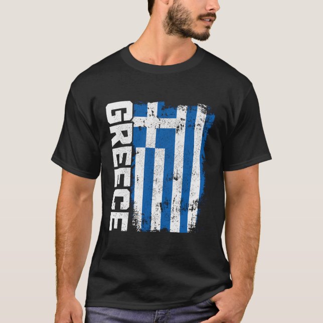 Greklands grekiska Flagga Pride T Shirt (Framsida)