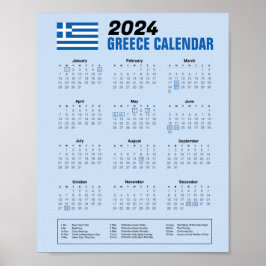 Greklands kalender med grekiska Helgdagar 2024 - n Poster
