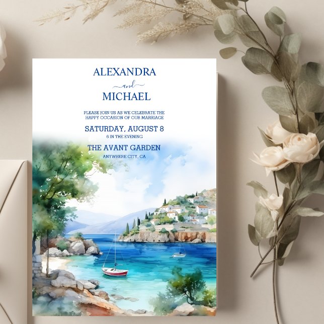 Greklands landskap Santorini Bröllop Inbjudningar (Skapare uppladdad)
