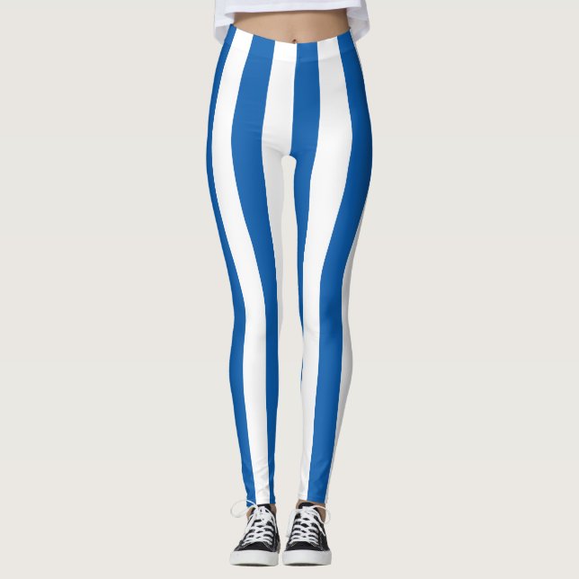 Greklands nationella Flagga Färg-Lodrät i randområ Leggings (Framsida)