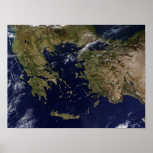 Greklands och Turkiets satellitsyn Poster