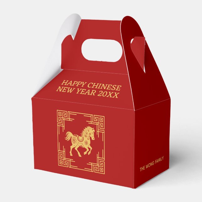Greklands ornament ram guld häst mönster röd presentaskar (Framsidan Sidan)