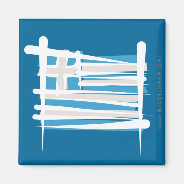 Greklands pensel Flagga Magnet (Framsidan)