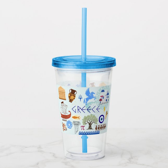 Greklands symboler för resenärer take away mugg (Framsida)