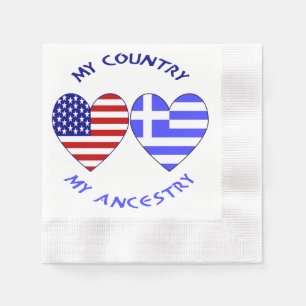 Greklands USA-hjärta Flagga Mitt land Min härkomst Pappersservett