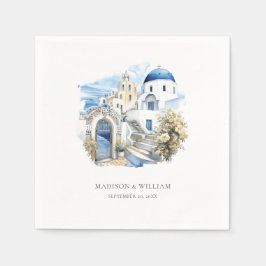 Greklands vattenfärgsPersonlig Minimal Bröllop Pappersservett