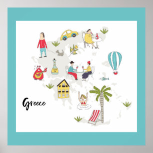 Greklands verksamhet Karta Poster