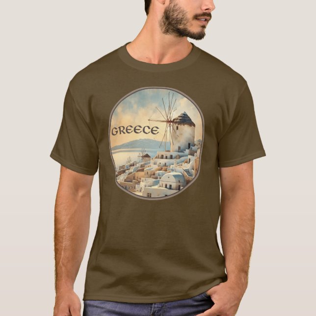 Greklands vindkraftverk i Mykonos T Shirt (Framsida)