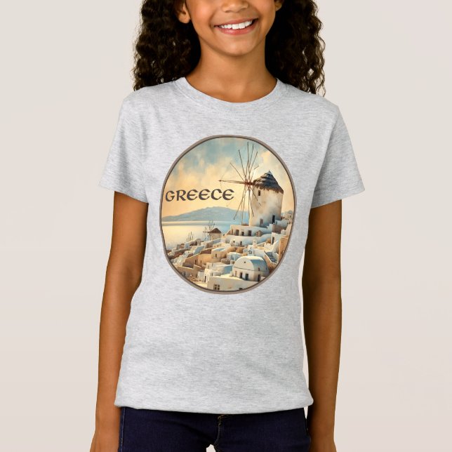Greklands vindkraftverk i Mykonos T Shirt (Framsida)