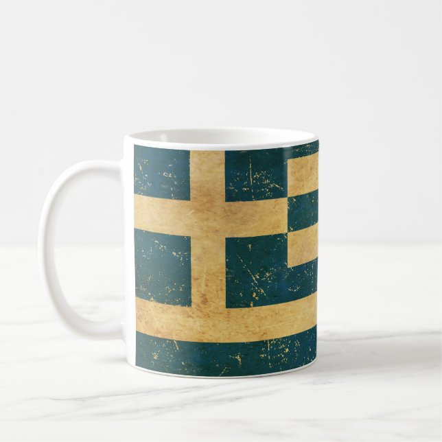 Greklands Vintage Grunge Design Mugg (Vänster)