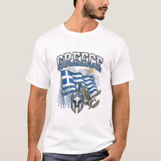 Greklandsflagga Patriotisk Spartansk hjälm Parthen T Shirt