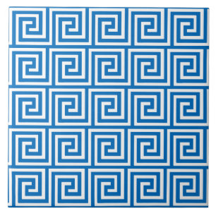 Greknyckel, cerulean blått och vit kakelplatta