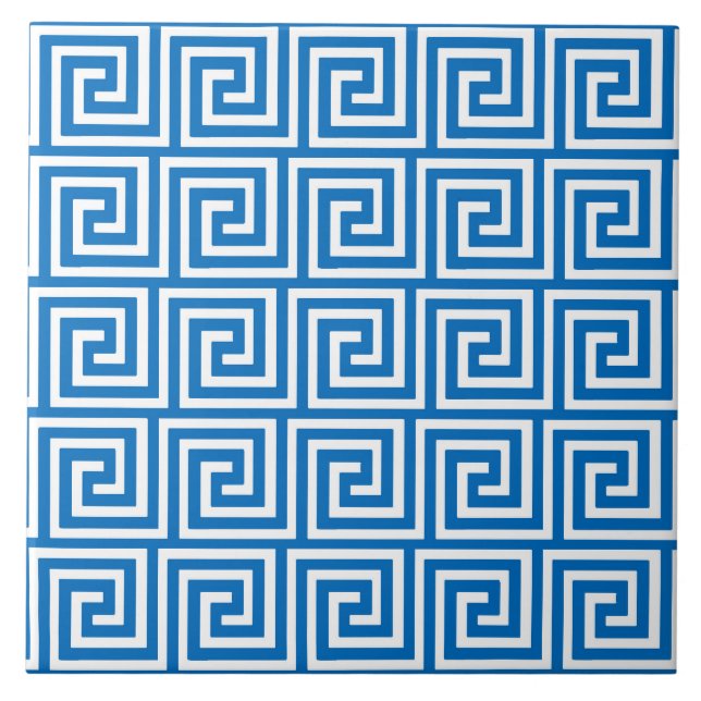 Greknyckel, cerulean blått och vit kakelplatta (Framsidan)