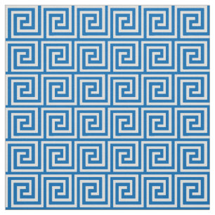 Greknyckel, cerulean blått och vit tyg