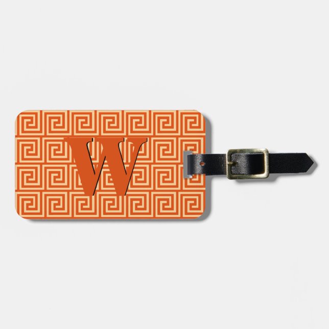 Greknyckel, mandarinorange bagagebricka (Horisontell Framsida)
