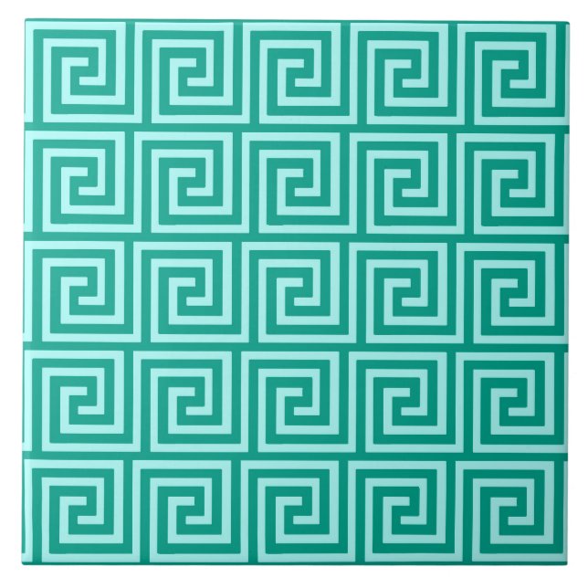 Greknyckel, turkos och aqua kakelplatta (Framsidan)