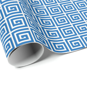 Greknyckeldesign - blått- och vitemalj ser presentpapper