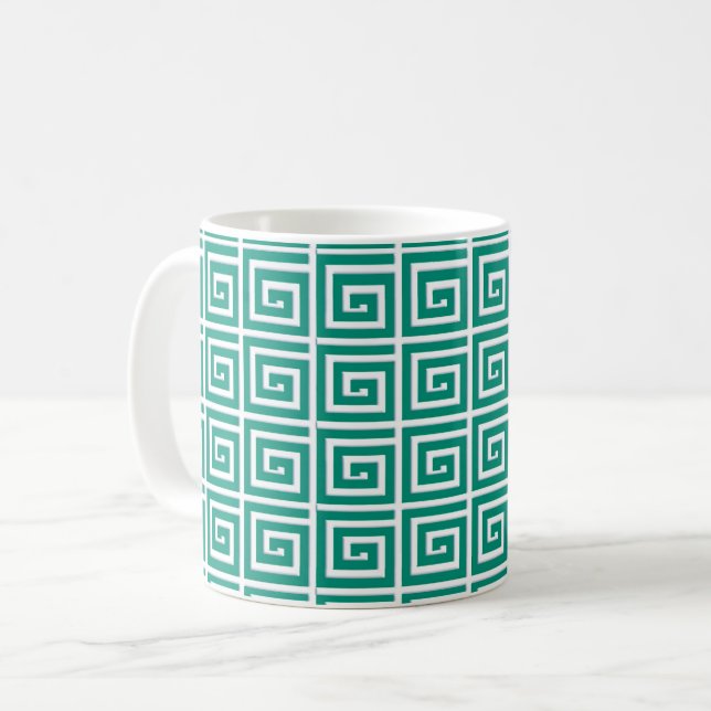 Greknyckeldesign - kricka och vit kaffemugg (Framsida vänster)