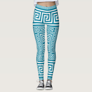Greknyckelprydnad - vit på kricka leggings