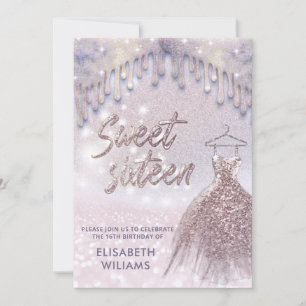Grely chic klänning droppar ro guld glittery ombre inbjudningar