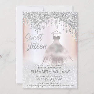 Grely chic klänning droppar silver glittery ombre inbjudningar
