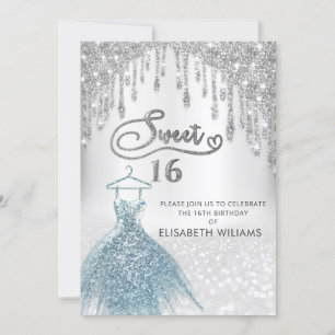 Grely chic klänning droppar silver glittery ombre inbjudningar
