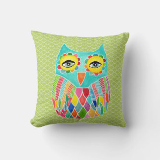 Grely Funky Modern Lime Green Uggla Art Cushion Kudde