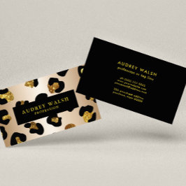 Grely Glittery faux guld Leopard print Luxury Visitkort